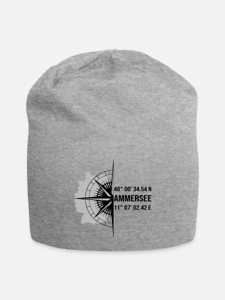 Koordinaten Ammersee - Jersey-Beanie - Grau meliert
