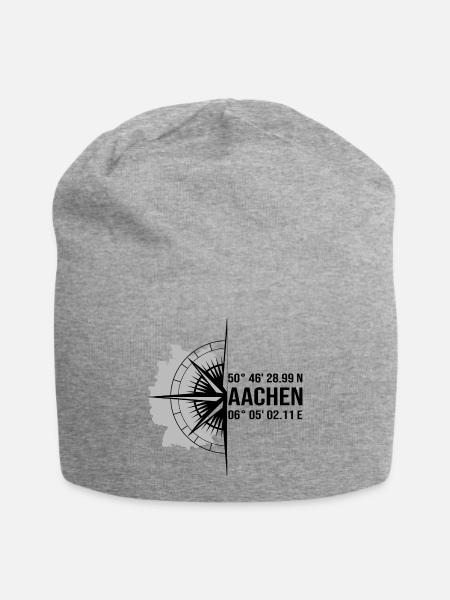 Koordinaten Aachen - Jersey-Beanie - Grau meliert