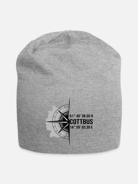 Koordinaten Cottbus - Jersey-Beanie - Grau meliert