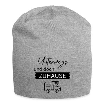 Unterwegs und doch zu Hause - Jersey-Beanie - Grau meliert - Vorne