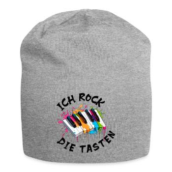Musik Klavier "Ich rock die Tasten" Farbspritzer - Jersey-Beanie - Grau meliert - Vorne