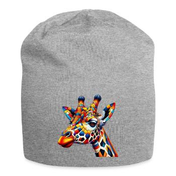 Giraffe colored and painted like Harlequin - Jersey Beanie - heather grey - Front