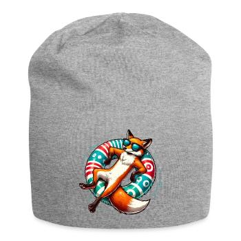 A relaxed fox on a swimming ring - Jersey Beanie - heather grey - Front