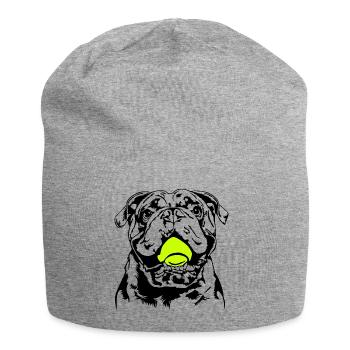 Bulldogge Ball Balljunkie Hunde Wilsigns - Jersey-Beanie - Grau meliert - Vorne