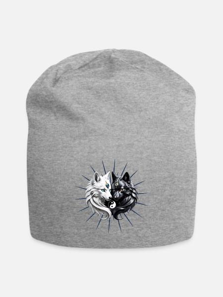 Yin Yang Wölfe. - Jersey-Beanie - Grau meliert