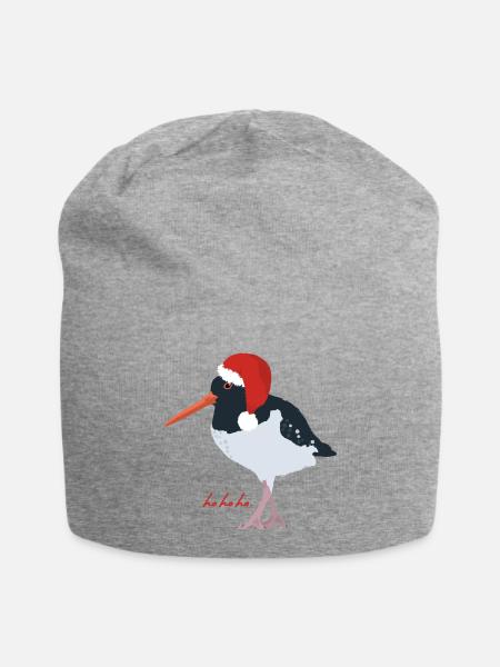 Austernfischer mit Weihnachtsmütze - Jersey-Beanie - Grau meliert
