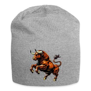 Stier - Jersey-Beanie - Grau meliert - Vorne