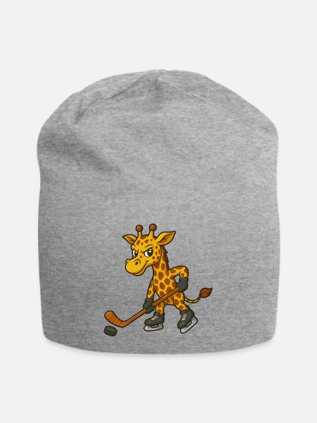 Giraffe spielt Hockey Eishockey Mann Sportlermut - Jersey-Beanie - Grau meliert