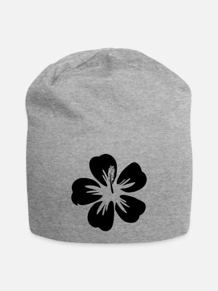 Hibiskusblüte Frei-Wählbare Farbe Tropen Grafik - Jersey-Beanie - Grau meliert