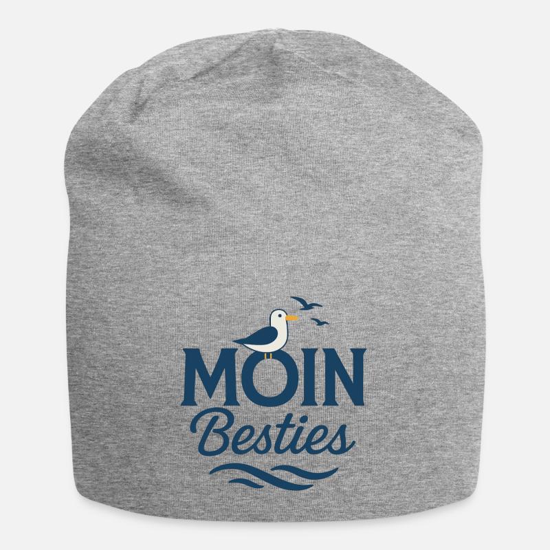 Moin Besties Meergruß - Jersey-Beanie - Grau meliert