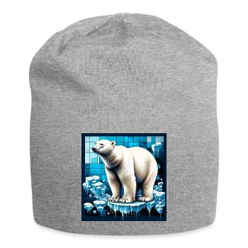 ours blanc - Bonnet en jersey - gris chiné - Devant