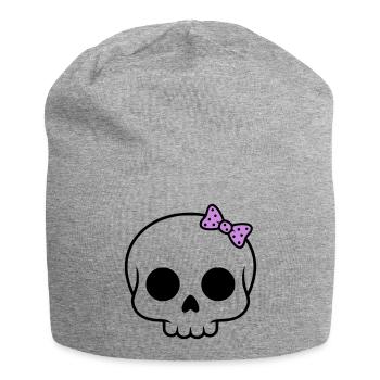 Cute skull with bow | Girly Goth - Jersey Beanie - heather grey - Front