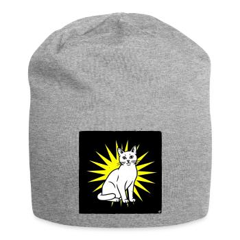 Coole Katze im Pop Art & Punk Rock Stil - Jersey-Beanie - Grau meliert - Vorne