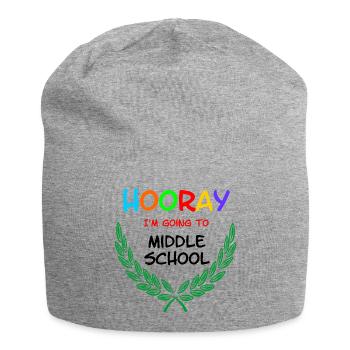 Hourra, je vais au collège** - Bonnet en jersey - gris chiné - Devant