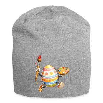 Künstlerisches Osterei mit Pinsel  - Jersey-Beanie - Grau meliert - Vorne