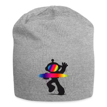 Roboter Silhouette Regenbogen Splash Design   - Jersey-Beanie - Grau meliert - Vorne