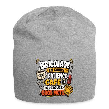 Bricolage en cours Café et Gros Mots - Bonnet en jersey - gris chiné - Devant