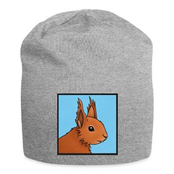 Squirrel Portrait on Sky Blue - Jersey Beanie - heather grey - Front