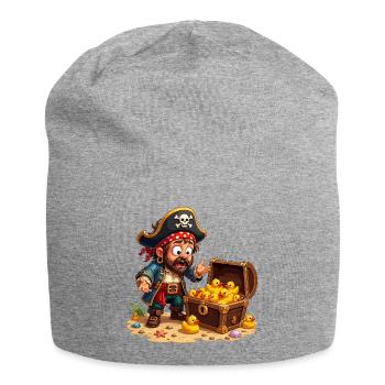 Piraten-Schatz mit Entchen - Jersey-Beanie - Grau meliert - Vorne