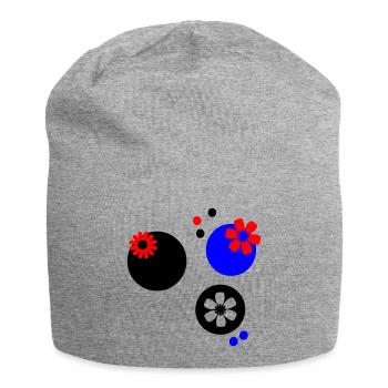 Cercles avec des fleurs - Bonnet en jersey - gris chiné - Devant