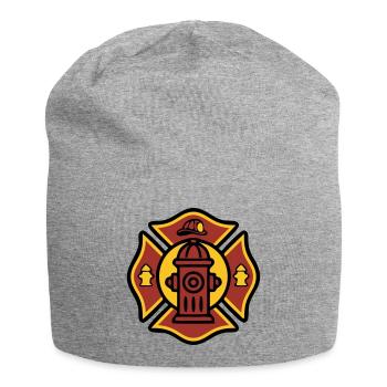 Fire Truck Coat of Arms Fire Hydrant Icon - Jersey Beanie - heather grey - Front