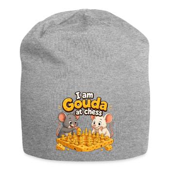 Gouda At Chess - Funny Mice Chess Players - Jersey Beanie - heather grey - Front