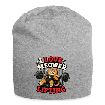 Gym Cat Weightlifting - Funny Bench Press - Jersey Beanie - heather grey - Front