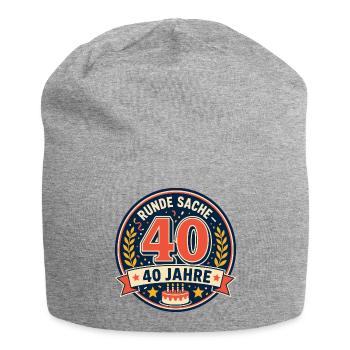 40. Geburtstag Runde Sache 40 Jahre Geschenk - Jersey-Beanie - Grau meliert - Vorne