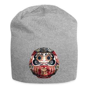 Geometrische Daruma Muster Origami Daruma  - Jersey-Beanie - Grau meliert - Vorne