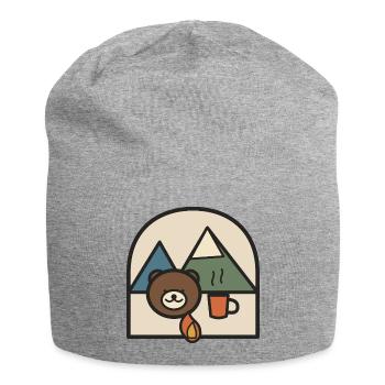 Bear campsite near mountains and coffee - Jersey Beanie - heather grey - Front
