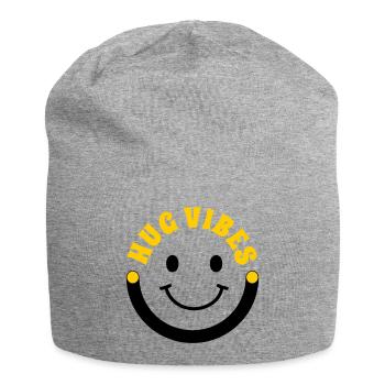 Minimalist Hug Vibes – Typography with Smile Curve - Jersey Beanie - heather grey - Front