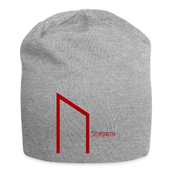 Uruz Rune with Sense Red – Viking Futhark Norse - Jersey Beanie - heather grey - Front