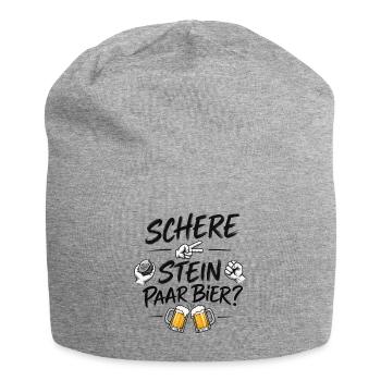 Bier? Oder Schere, Stein, Papier? - Jersey-Beanie - Grau meliert - Vorne
