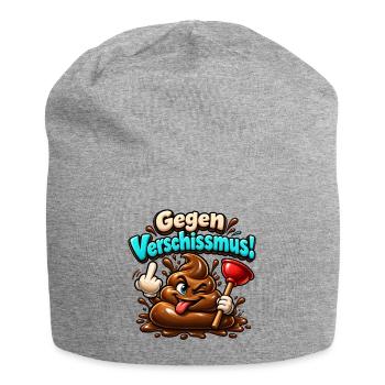 Gegen Verschissmus - braun - gegen Faschismus - Jersey-Beanie - Grau meliert - Vorne