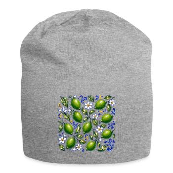 Limetten Muster Mediterran Sommer Frische Früchte - Jersey-Beanie - Grau meliert - Vorne