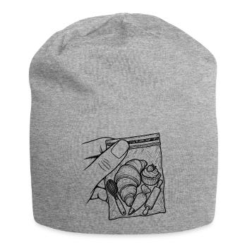 Suchtgebäck – Croissantbeutel & Schneebesen - Jersey-Beanie - Grau meliert - Vorne