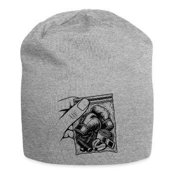 Suchtbox – Taschenhandschuhe, Bänder und Seilring - Jersey-Beanie - Grau meliert - Vorne