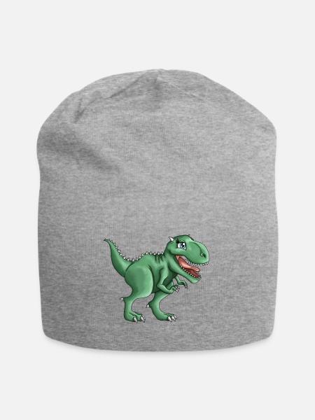 T-rex Tyrannosaurus Rex Dino Illustration - Jersey Beanie - heather grey