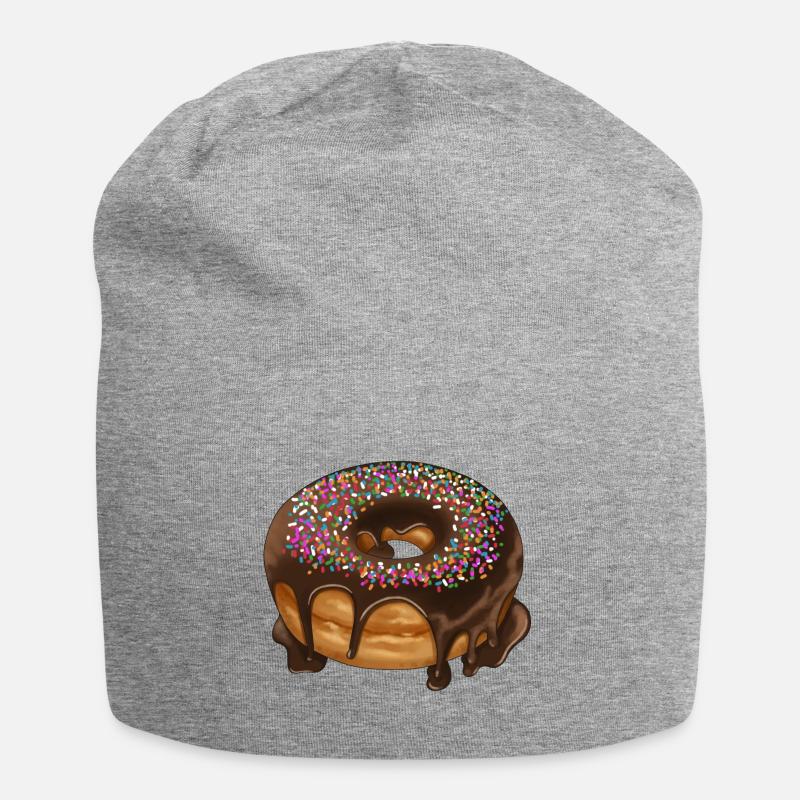 Donut Schoko mit Streusel Gebäck Illustration - Jersey-Beanie - Grau meliert