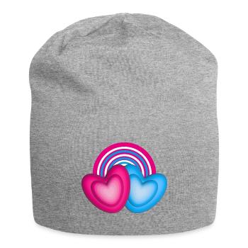 Zwei große Herzen mit Herz in Herz. - Jersey-Beanie - Grau meliert - Vorne