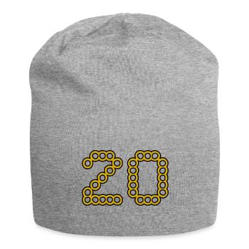 20. 20 ANS. 20e ANNIVERSAIRE. ANNIVERSAIRE 20 ANS. - Bonnet en jersey - gris chiné - Devant