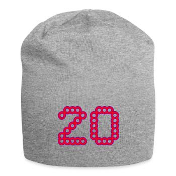 20. 20 ANS. 20e ANNIVERSAIRE. ANNIVERSAIRE 20 ANS. - Bonnet en jersey - gris chiné - Devant
