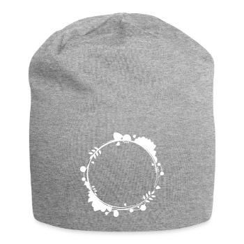 Leaves flowers flower wreath flower tendril - Jersey Beanie - heather grey - Front