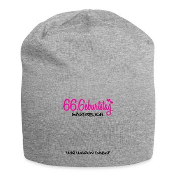 66 Geburtstag Gästebuch - 66 Jahre Geschenk - Jersey-Beanie - Grau meliert - Vorne