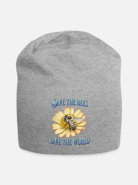 Rettet die Bienen, rettet die Welt - Jersey-Beanie - Grau meliert