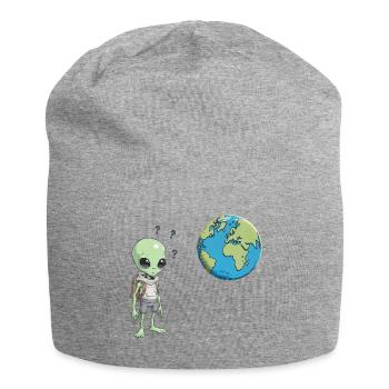 Alien und die Erde - Jersey-Beanie - Grau meliert - Vorne
