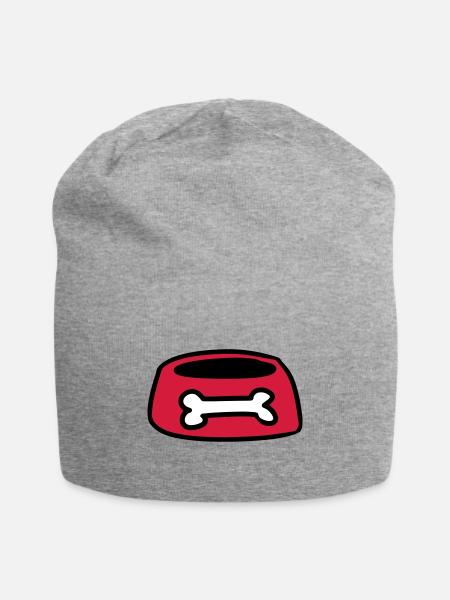 Futternapf Hundenapf Knochen Geschenkidee Hunde - Jersey-Beanie - Grau meliert
