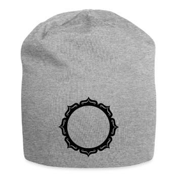 Lotus, Blume, Rahmen, Vorlage, Dein Text, Kreis, - Jersey-Beanie - Grau meliert - Vorne