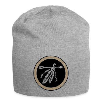 Pfeil mit Federn, Indianisches Schutzsymbol, - Jersey-Beanie - Grau meliert - Vorne