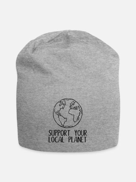 Support your local planet Umweltschutz Geschenk - Jersey-Beanie - Grau meliert